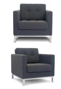 Grey Armchair in two angles Stock Photos