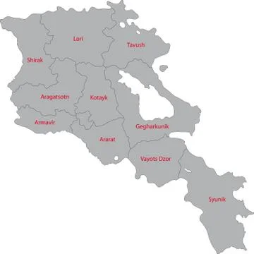 Grey Armenia map Stock Illustration