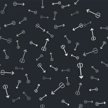 Grey Arrow icon isolated seamless pattern on black background. Vector Illustrazione stock