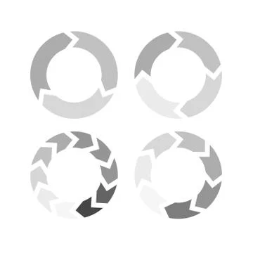 Grey arrows in a circle flow - set of arrow loaders Stock Illustration