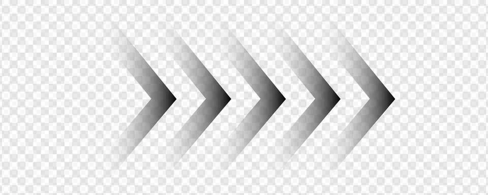 Grey arrows pointing right. Right direction indicators. Navigation symbols. Stock Illustration