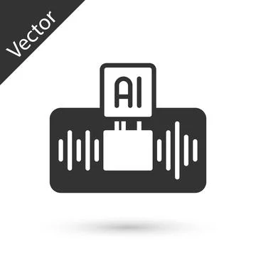 Grey Artificial intelligence AI icon isolated on white background. Machine Stock Illustration