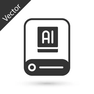 Grey Artificial intelligence AI icon isolated on white background. Machine Illustrazione stock