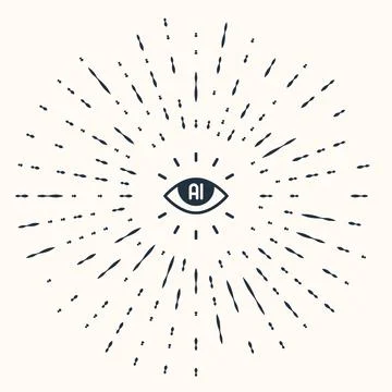 Grey Artificial intelligence AI icon isolated on beige background. Machine Stock Illustration