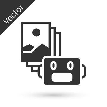 Grey Artificial intelligence robot icon isolated on white background. Machine Stock Illustration