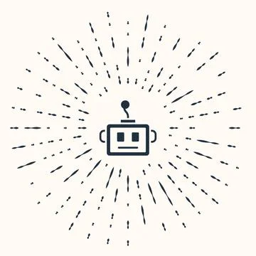 Grey Artificial intelligence robot icon isolated on beige background. Machine Stock Illustration