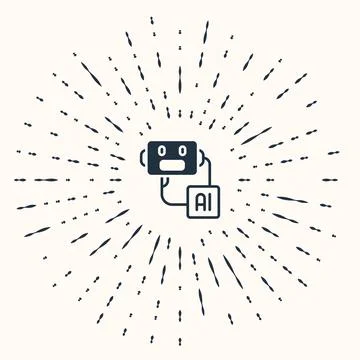Grey Artificial intelligence robot icon isolated on beige background. Machine Stock Illustration
