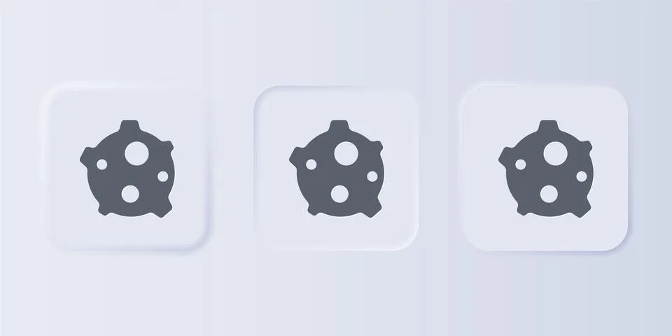 Grey Asteroid icon isolated on grey background. Set icons in square buttons.. Stock Illustration