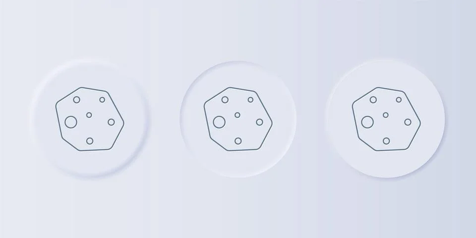 Grey Asteroid icon isolated on grey background. Set icons in square buttons.. Stock Illustration