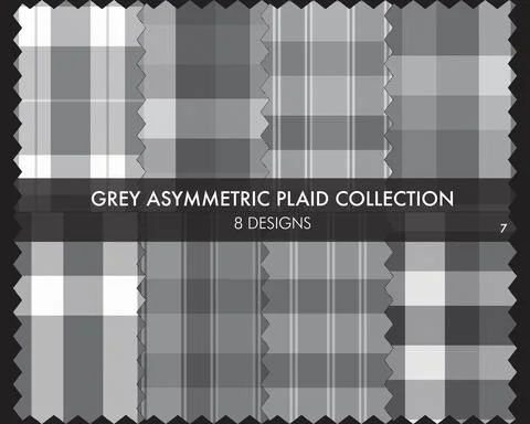 Grey Asymmetric Plaid Seamless Pattern Collection Illustrazione stock