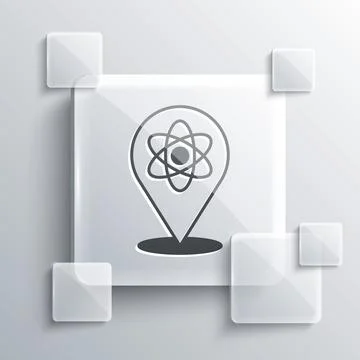 Grey Atom icon isolated on grey background. Symbol of science, education, n.. 스톡 일러스트