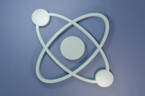 Grey Atom icon isolated on purple-blue background. Symbol of science, educa.. Stock Illustration