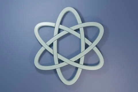 Grey Atom icon isolated on purple-blue background. Symbol of science, educa.. Stock Illustration