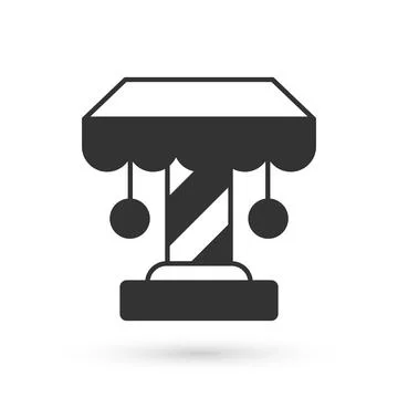 Grey Attraction carousel icon isolated on white background. Amusement park Stock Illustration