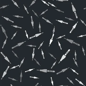 Grey Audio jack icon isolated seamless pattern on black background. Audio cable Illustrazione stock