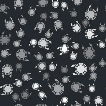 Grey Audio jack icon isolated seamless pattern on black background. Audio cable 스톡 일러스트