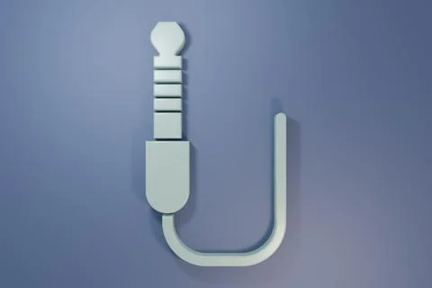 Grey Audio jack icon isolated on purple-blue background. Audio cable for co.. Stock Illustration