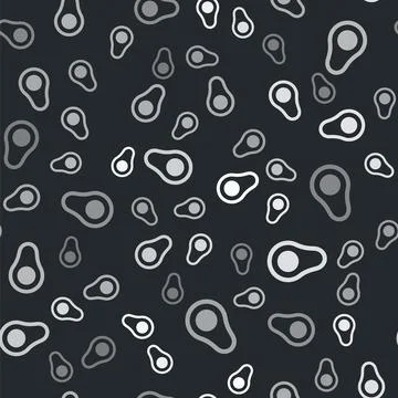 Grey Avocado fruit icon isolated seamless pattern on black background. Vector 스톡 일러스트