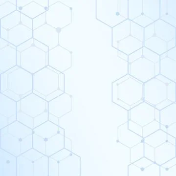 Grey background with blue tech hexagon, stock vector illustration Stock Illustration