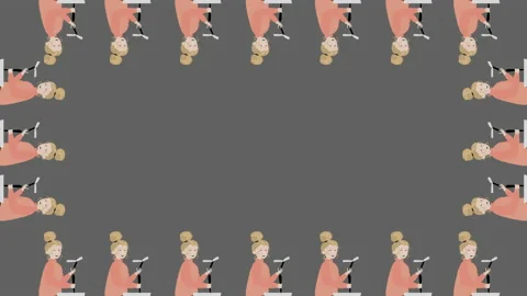 Grey background with cartoon character design in 4k video. Stockbeeldmateriaal 147435809