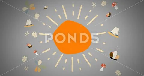 Grey background with colorful illustrations Stock Illustration