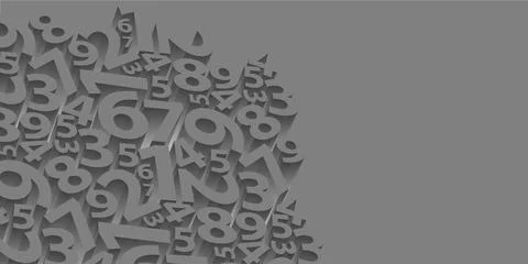 A grey background featuring numbers with a 3D effect. The numbers create a .. Illustrazione stock