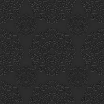 A grey background with mandala pattern. Seamless background Stock Illustration