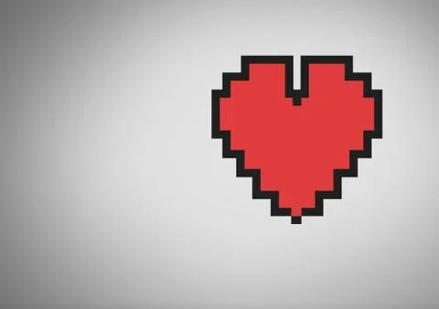 Grey background with pixel heart Illustrazione stock