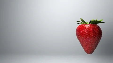 Grey background with red strawberry Stock Footage 64967134
