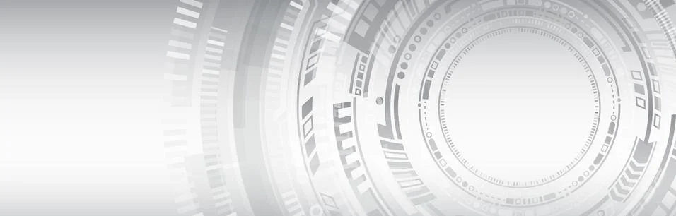 Grey background with various technological elements. Hi-tech computer digital Illustrazione stock