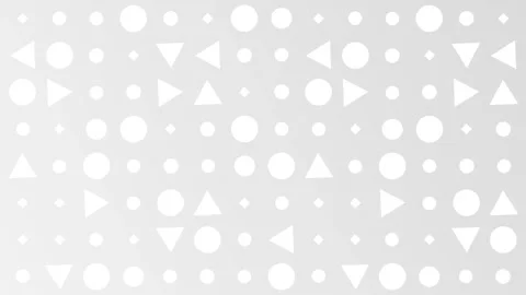 Grey background with white shapes, circles, triangles, diamonds, looping. Stock Footage 286417323