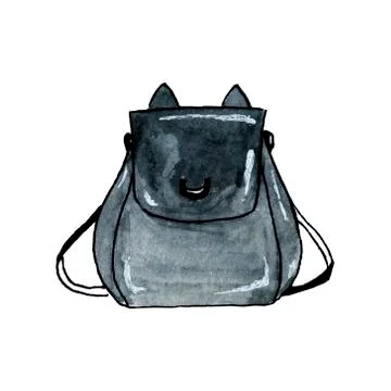 Grey backpack with funny ears Stock Illustration