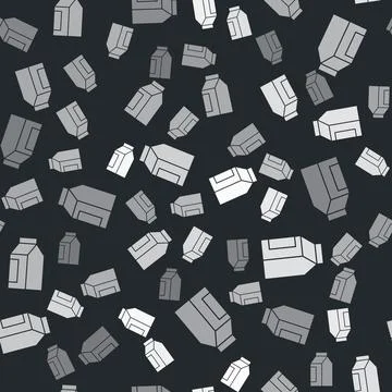Grey Bag of coffee beans icon isolated seamless pattern on black background.  Stock Illustration