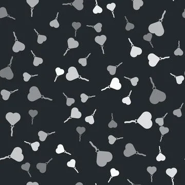 Grey Balloons in form of heart with ribbon icon isolated seamless pattern on Illustrazione stock