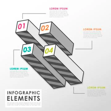 Grey bar chart infographic elements Stockillustratie