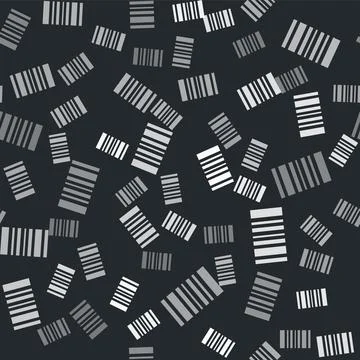 Grey Barcode icon isolated seamless pattern on black background. Vector イラスト素材