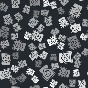 Grey Baseball base icon isolated seamless pattern on black background. Vector Stock Illustration