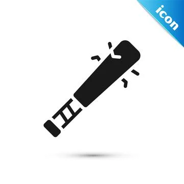 Grey Baseball bat with nails icon isolated on white background. Violent weapon Ilustración de archivo