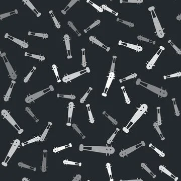 Grey Baseball bat with nails icon isolated seamless pattern on black background Stock Illustration