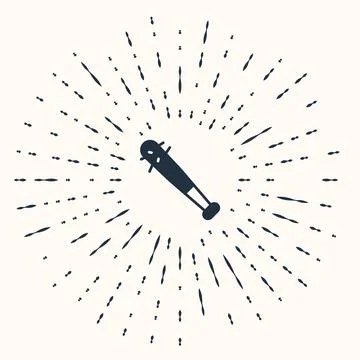Grey Baseball bat with nails icon isolated on beige background. Violent weapon Ilustración de archivo