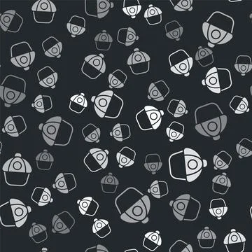 Grey Baseball cap icon isolated seamless pattern on black background. Sport イラスト素材