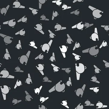Grey Baseball cap icon isolated seamless pattern on black background. Sport.. イラスト素材