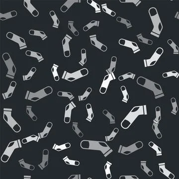 Grey Baseball sock icon isolated seamless pattern on black background. Vector Stock Illustration