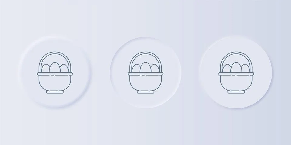 Grey Basket with easter eggs icon isolated on grey background. Happy Easter.. Illustrazione stock