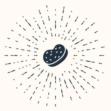 Grey Bath sponge icon isolated on beige background. Sauna sponge. Abstract Stock Illustration