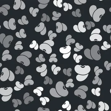 Grey Beans icon isolated seamless pattern on black background. Vector Illustrazione stock