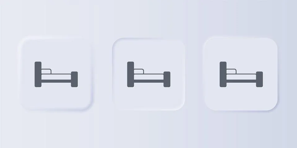 Grey Bed icon isolated on grey background. Set icons in square buttons. Vecto 스톡 일러스트