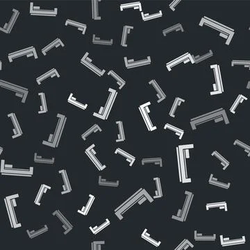 Grey Bed icon isolated seamless pattern on black background. Vector Illustrazione stock