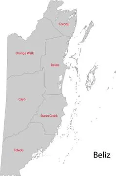Grey belize map Stock Illustration