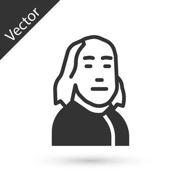 Grey Benjamin Franklin icon isolated on white background. Vector Illustrazione stock